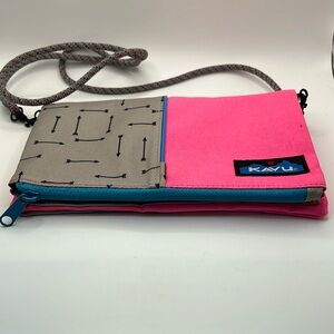 KAVU crossbody bag Never used hot pink gray and bright blue.  Super cute